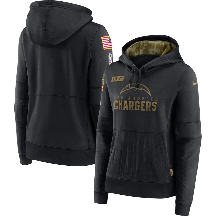 Women Los Angeles Chargers Black Salute To Service Hoodie Nike NFL Jerseys